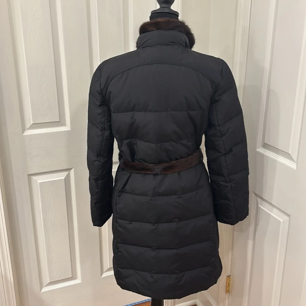 MaxMara Weekend Black Puffer Winter Coat Jacket with Fur Trim Women’s size 6 - Picture 6 of 12